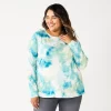 Plus Size Sonoma Goods For Life® Everyday Crewneck Long Sleeve Top -StyleUp Sales Store 5714078 Blue Green Dye
