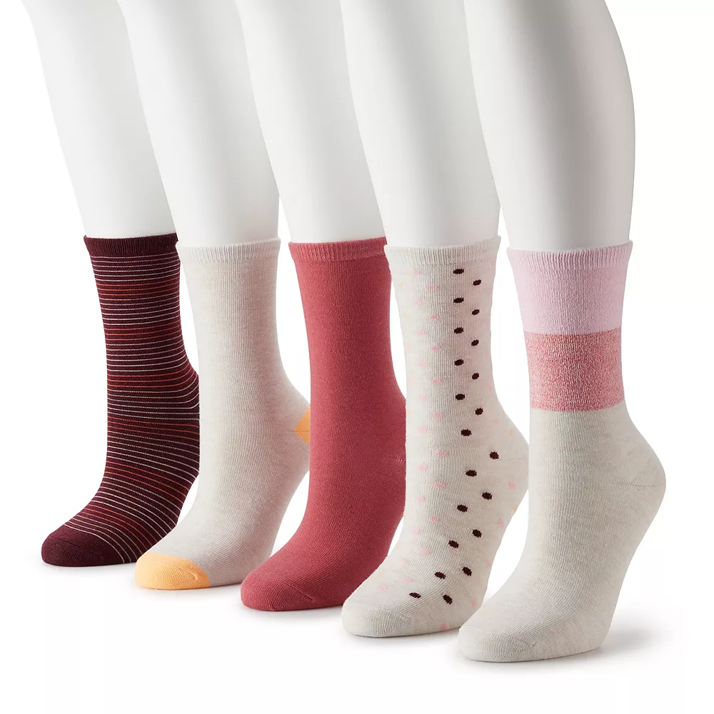 Sonoma Goods For Life® 5 Pack Stripes & Dot Crew Socks 3 Sonoma Goods For Life® 5 Pack Stripes & Dot Crew Socks