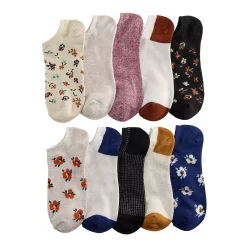 Sonoma Goods For Life® 10 Pack Check Pattern No Show Socks -StyleUp Sales Store 5744058 Floral