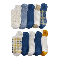 Sonoma Goods For Life® 10 Pack Check Pattern No Show Socks -StyleUp Sales Store 5744058 Punchy Plaid
