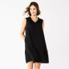 Petite Sonoma Goods For Life® Tiered Sleeveless Dress -StyleUp Sales Store 5746247 Pitch Black