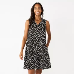 Women's Sonoma Goods For Life® Tiered Sleeveless Dress 12 Women's Sonoma Goods For Life® Tiered Sleeveless Dress -StyleUp Sales Store 5748599 Black Floral
