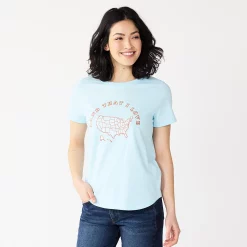 Women's Sonoma Goods For Life® Patriotic Graphic Tee -StyleUp Sales Store 5757625 Light Blue Map