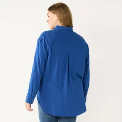 Plus Size Sonoma Goods For Life® Relaxed Button Down Shirt -StyleUp Sales Store 5761363 ALT