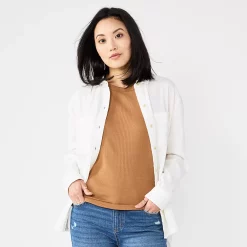 Women's Sonoma Goods For Life® Relaxed Button Down Shirt -StyleUp Sales Store 5763233 White Gauze