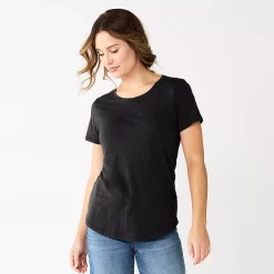 Women's Sonoma Goods For Life® Short Sleeve Curved Hem Crewneck Tee 15 Women's Sonoma Goods For Life® Short Sleeve Curved Hem Crewneck Tee -StyleUp Sales Store 5815853 Black