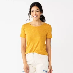 Women's Sonoma Goods For Life® Short Sleeve Curved Hem Crewneck Tee 14 Women's Sonoma Goods For Life® Short Sleeve Curved Hem Crewneck Tee -StyleUp Sales Store 5815853 Gold