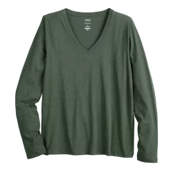 Women's Sonoma Goods For Life® Everyday Adaptive & Easy Dressing V-Neck Long Sleeve Top -StyleUp Sales Store 5816145 Gray Green