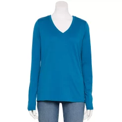 Women's Sonoma Goods For Life® Everyday Adaptive & Easy Dressing V-Neck Long Sleeve Top -StyleUp Sales Store 5816145 Teal