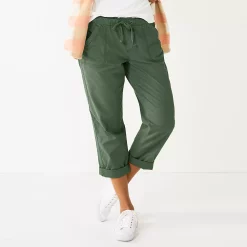 Women's Sonoma Goods For Life® Paperbag Waist Capri Pants -StyleUp Sales Store 5817195 Olive Green