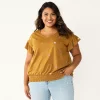 Plus Size Sonoma Goods For Life® Banded Bottom Ruffle Sleeve Top 1 Plus Size Sonoma Goods For Life® Banded Bottom Ruffle Sleeve Top -StyleUp Sales Store 5819597 Yellow Floral