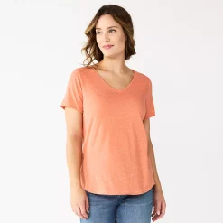 Women's Sonoma Goods For Life® Essential V-Neck Tee -StyleUp Sales Store 5824995 Coral