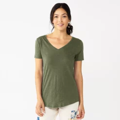 Women's Sonoma Goods For Life® Essential V-Neck Tee -StyleUp Sales Store 5824995 Olive