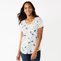 Women's Sonoma Goods For Life® Essential V-Neck Tee -StyleUp Sales Store 5824995 Patchwork Print
