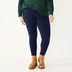Plus Size Sonoma Goods For Life® Essential Mid-Rise Leggings -StyleUp Sales Store 5840241 Navy