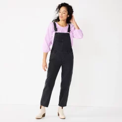 Women's Sonoma Goods For Life® Cropped Jean Overalls -StyleUp Sales Store 5841608 Black Wash