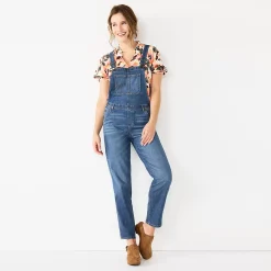 Women's Sonoma Goods For Life® Cropped Jean Overalls -StyleUp Sales Store 5841608 Medium Wash
