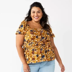 Plus Size Sonoma Goods For Life® Short Sleeve Squareneck Top 11 Plus Size Sonoma Goods For Life® Short Sleeve Squareneck Top -StyleUp Sales Store 5850563 Ginger Floral