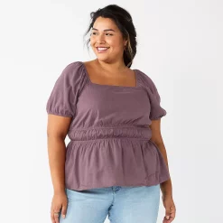 Plus Size Sonoma Goods For Life® Short Sleeve Squareneck Top 10 Plus Size Sonoma Goods For Life® Short Sleeve Squareneck Top -StyleUp Sales Store 5850563 Purple