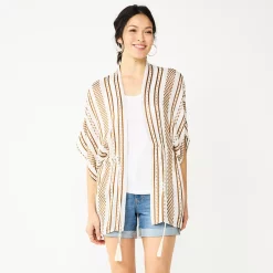 Women's Sonoma Goods For Life® Striped Tie-Front Ruana -StyleUp Sales Store 5878386 Ivory