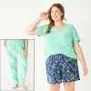 Plus Size Sonoma Goods For Life® 3-piece Pajama Top, Pajama Shorts & Pajama Pants Sleep Set -StyleUp Sales Store 5879135 Blue Fun Dye