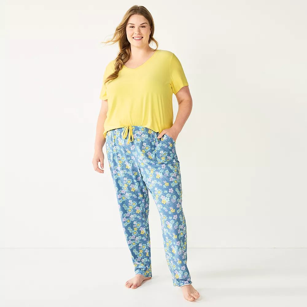 Plus Size Sonoma Goods For Life® 3-piece Pajama Top, Pajama Shorts & Pajama Pants Sleep Set - Image 2
