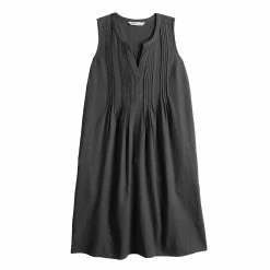 Women's Sonoma Goods For Life® Sleeveless Pintuck Tank Dress -StyleUp Sales Store 5903884 Black