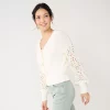 Women's Sonoma Goods For Life® Button-Front Cardigan -StyleUp Sales Store 5904013 Ivory Crochet Sleeve