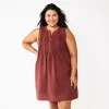 Plus Size Sonoma Goods For Life® Sleeveless Pintuck Tank Dress -StyleUp Sales Store 5905594 Maroon