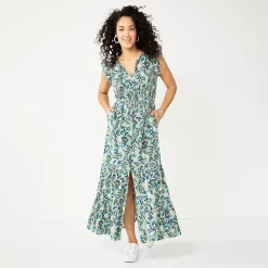 Women's Sonoma Goods For Life® Ruffle Sleeve Smocked Maxi Dress