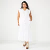 Plus Size Sonoma Goods For Life® Ruffle Sleeve Smocked Maxi Dress -StyleUp Sales Store 5921901 White