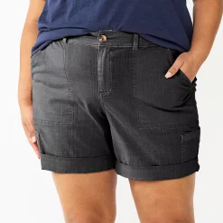 Plus Size Sonoma Goods For Life® Comfort Waist Utility Bermuda Shorts -StyleUp Sales Store 5927089 Black