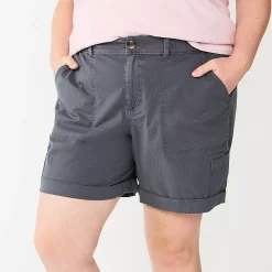 Plus Size Sonoma Goods For Life® Comfort Waist Utility Bermuda Shorts -StyleUp Sales Store 5927089 Dark Gray