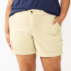 Plus Size Sonoma Goods For Life® Comfort Waist Utility Bermuda Shorts -StyleUp Sales Store 5927089 Light Tan