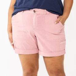 Plus Size Sonoma Goods For Life® Comfort Waist Utility Bermuda Shorts -StyleUp Sales Store 5927089 Mauve