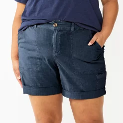 Plus Size Sonoma Goods For Life® Comfort Waist Utility Bermuda Shorts -StyleUp Sales Store 5927089 Navy