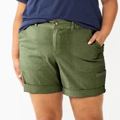 Plus Size Sonoma Goods For Life® Comfort Waist Utility Bermuda Shorts -StyleUp Sales Store 5927089 Olive