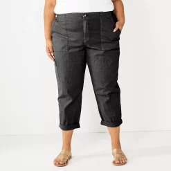Plus Size Sonoma Goods For Life® Cargo Utility Capri Pants -StyleUp Sales Store 5927176 Black