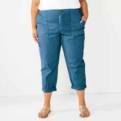 Plus Size Sonoma Goods For Life® Cargo Utility Capri Pants -StyleUp Sales Store 5927176 Blue