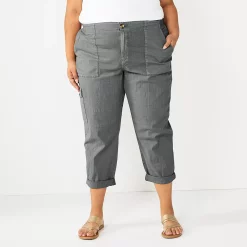 Plus Size Sonoma Goods For Life® Cargo Utility Capri Pants -StyleUp Sales Store 5927176 Dark Gray