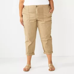 Plus Size Sonoma Goods For Life® Cargo Utility Capri Pants -StyleUp Sales Store 5927176 Khaki