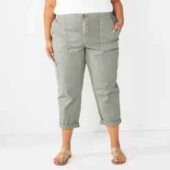 Plus Size Sonoma Goods For Life® Cargo Utility Capri Pants -StyleUp Sales Store 5927176 Light Gray