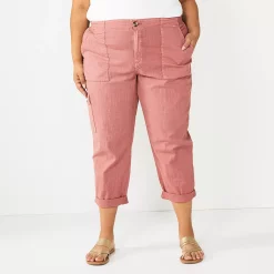 Plus Size Sonoma Goods For Life® Cargo Utility Capri Pants -StyleUp Sales Store 5927176 Mauve