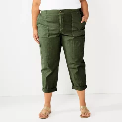 Plus Size Sonoma Goods For Life® Cargo Utility Capri Pants -StyleUp Sales Store 5927176 Olive