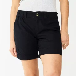 Petite Sonoma Goods For Life® Utility Bermuda Shorts -StyleUp Sales Store 5927882 Black