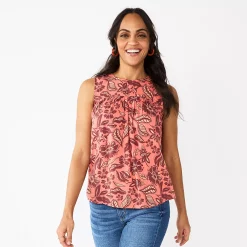 Women's Sonoma Goods For Life® Yoke Front Top -StyleUp Sales Store 5945393 Berry Floral