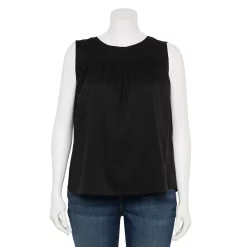 Plus Size Sonoma Goods For Life® Yoke Front Tank -StyleUp Sales Store 5953566 Black