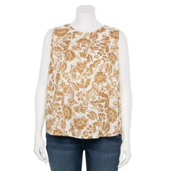 Plus Size Sonoma Goods For Life® Yoke Front Tank -StyleUp Sales Store 5953566 Neutral Floral
