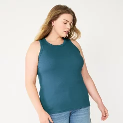 Plus Size Sonoma Goods For Life® High Neck Layering Tank -StyleUp Sales Store 5955408 Anchor Blue
