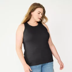 Plus Size Sonoma Goods For Life® High Neck Layering Tank -StyleUp Sales Store 5955408 Black